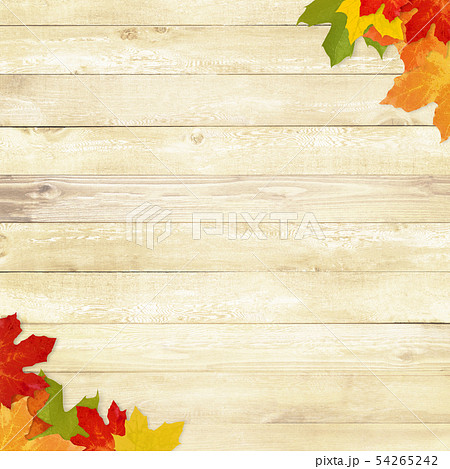 背景 秋 木目 落ち葉のイラスト素材