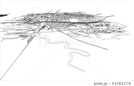 Outline city concept. Wire-frame style 54265379
