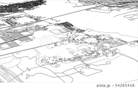 Outline city concept. Wire-frame style 54265438