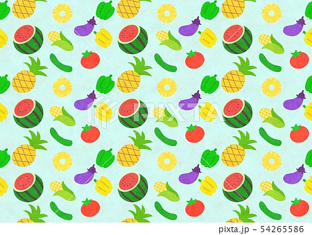 夏野菜とフルーツのパターンのイラスト素材