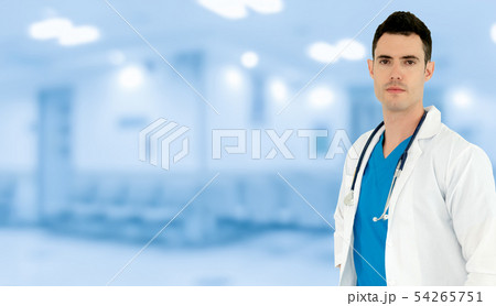 Young male doctor working at the hospital. 54265751