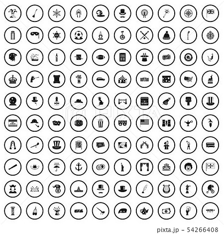 100 top hat icons set, simple style 100 top hat icons set, simple style 54266408