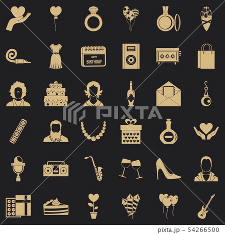 Birthday icons set, simple style Birthday icons set, simple style 54266500