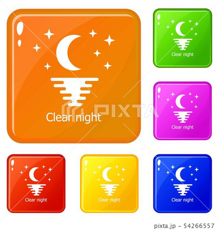 Clear night icons set vector color 54266557
