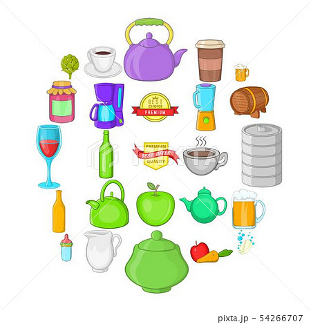 Breweries icons set, cartoon style 54266707