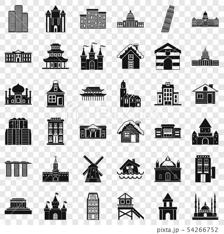City building icons set, simple style 54266752