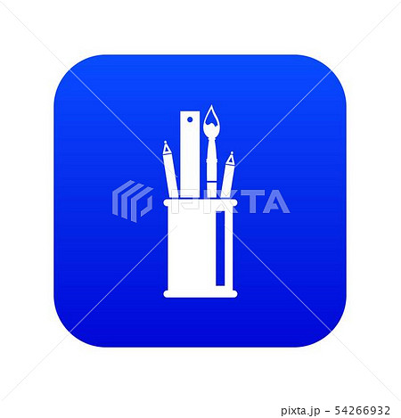 Stationery in cup icon digital blue Stationery in cup icon digital blue 54266932