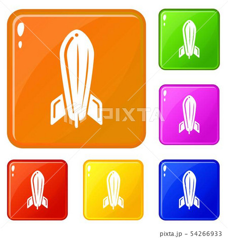 Rocket travel icons set vector color 54266933