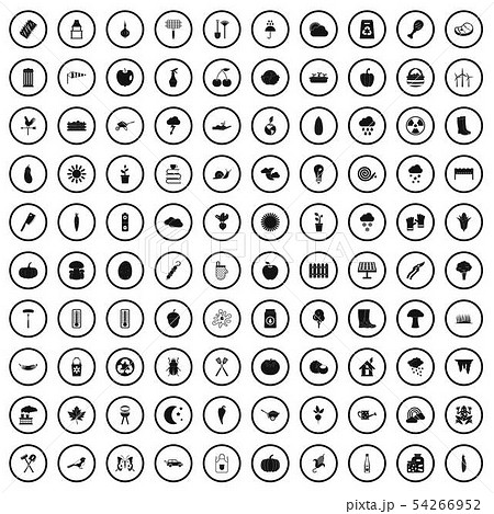 100 vegetables icons set, simple style 100 vegetables icons set, simple style 54266952