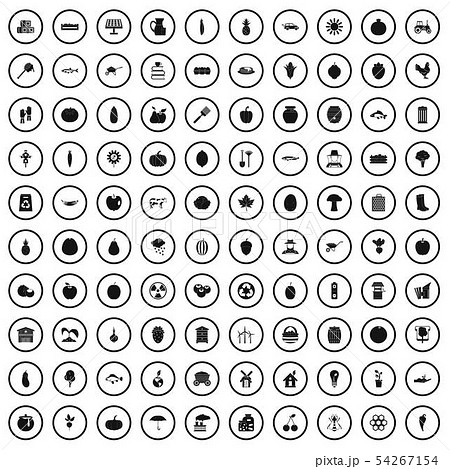 100 vitamins icons set, simple style 100 vitamins icons set, simple style 54267154