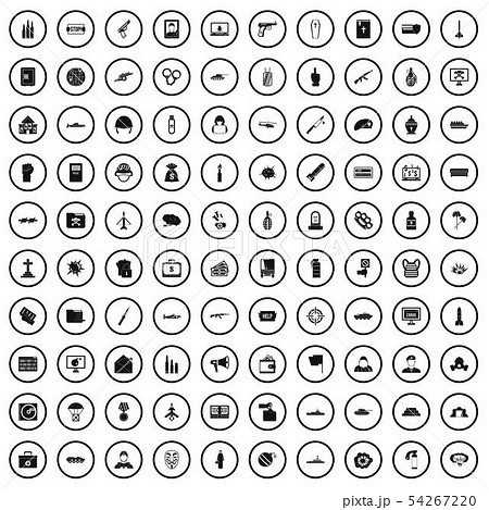 100 war icons set, simple style 100 war icons set, simple style 54267220