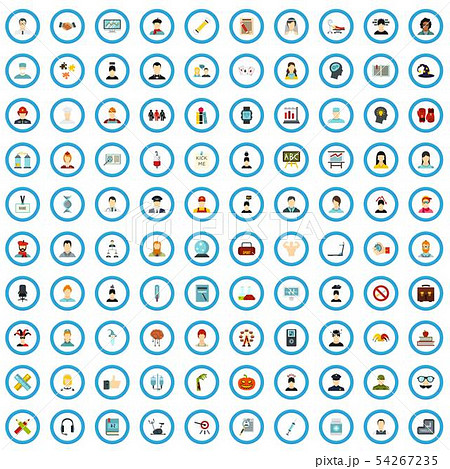 100 Feeling Training Icons Set Flat Styleのイラスト素材 100 Feeling Training Icons Set Flat Styleのイラスト素材