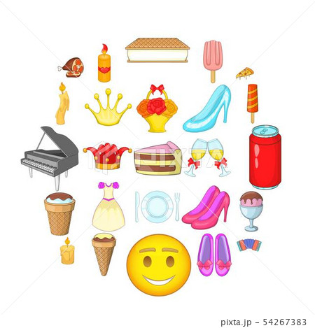 Rendezvous icons set, cartoon style 54267383