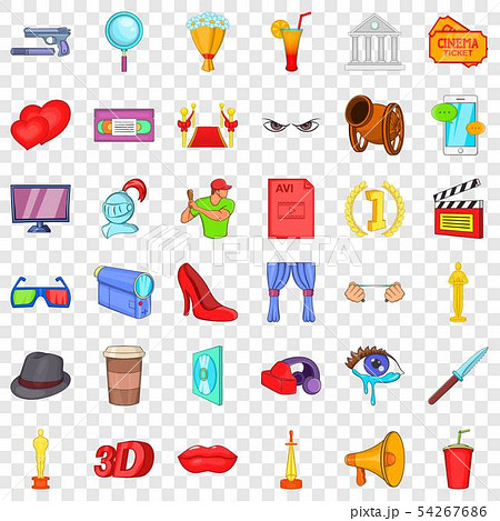 Cinematography icons set, cartoon style Cinematography icons set, cartoon style 54267686