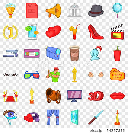 Good cinema icons set, cartoon style Good cinema icons set, cartoon style 54267856
