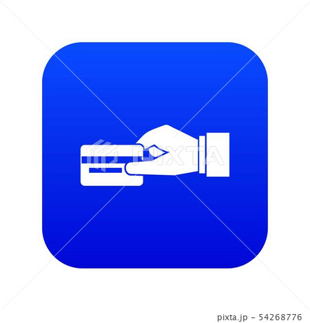 Hand holding a credit card icon digital blue 54268776