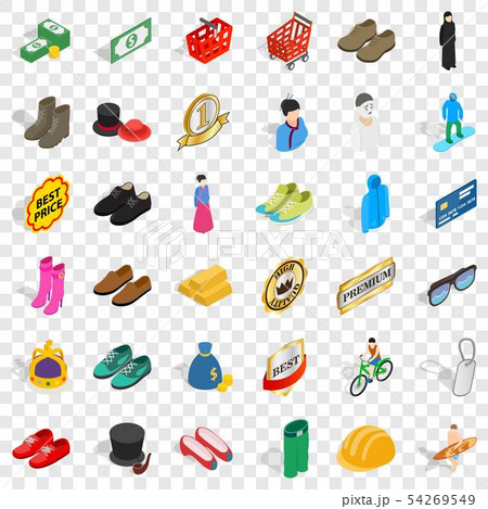 Fashion clothes icons set, isometric style Fashion clothes icons set, isometric style 54269549