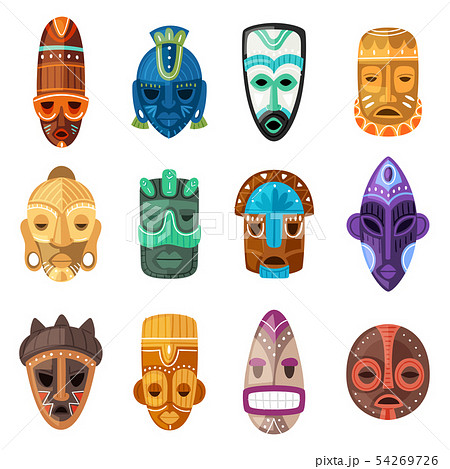 God følelse kamp relæ Tribal mask vector cartoon african face masque... - Stock Illustration  [54269726] - PIXTA