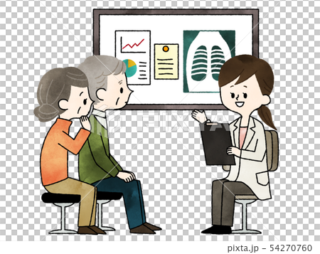 診察-シニア男性・女性-医者-水彩 54270760