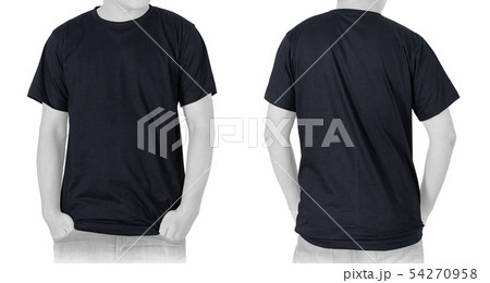 Blank Black T-shirt (front, back) on white 54270958