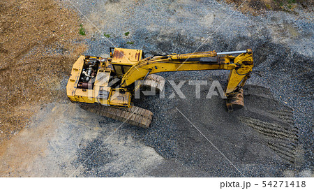 Old excavator, Top view, Taken with drones 54271418