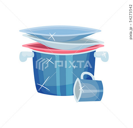 Clean plates in the pan. Vector illustration on white background. Clean plates in the pan. Vector illustration on white background. 54273542