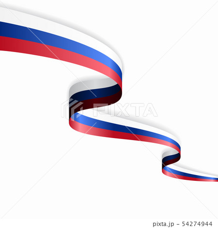 Russian Federation flag. Official national colors. Russia 3d realistic  ribbon. Isolated waving vector glory flag stripe sign. Vector illustration  backgroun. Icon emoji design with frame. Stock Vector