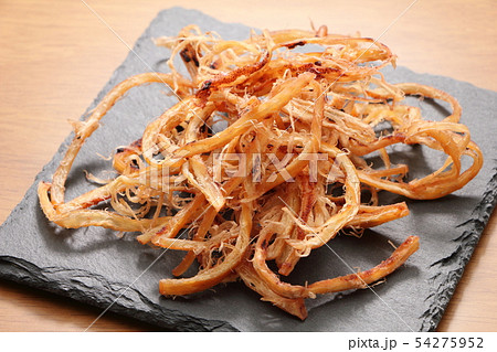 スレートプレートにのせられたさきいか。 54275952