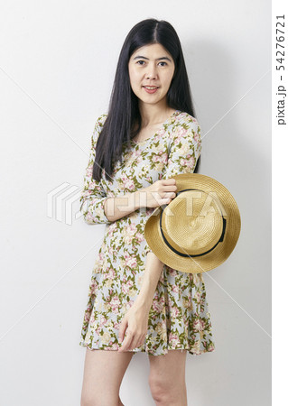 Portrait Asian woman summer with hat Portrait Asian woman summer with hat 54276721