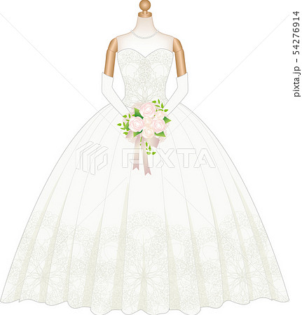 ブライダル ウェディングドレス プリンセスライン Wedding 花嫁 2のイラスト素材