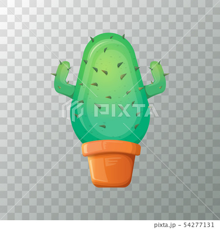 vector cartoon green cactus in pot isolated on transparent background. funny houseplant icon vector cartoon green cactus in pot isolated on transparent background. funny houseplant icon 54277131