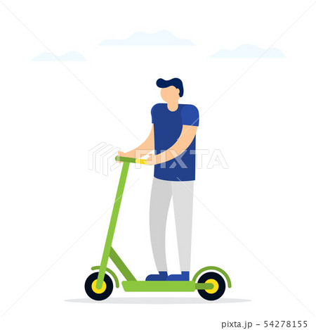 man riding electric kick scooter over white 54278155