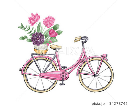 Bicycle with flowersのイラスト素材 [54278745] - PIXTA