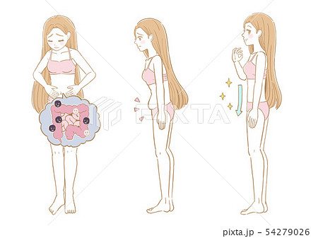 女性 便秘 セット１のイラスト素材