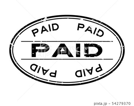 Grunge black paid word oval rubber seal stamp 54279370