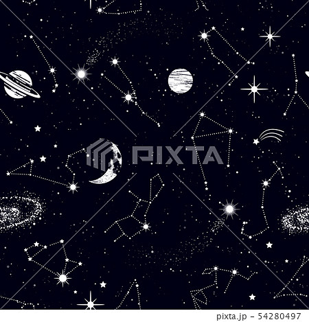 Space seamless pattern with zodiac constellations, Space seamless pattern with zodiac constellations, 54280497
