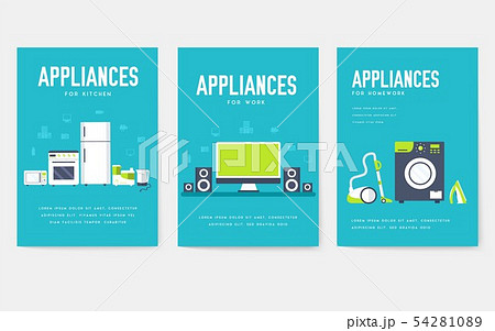 Home appliances cards set. Electronics template of flyear, magazines, posters, book cover, banners 54281089
