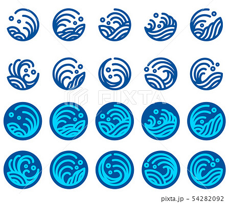 water wave logo design vector set 54282092