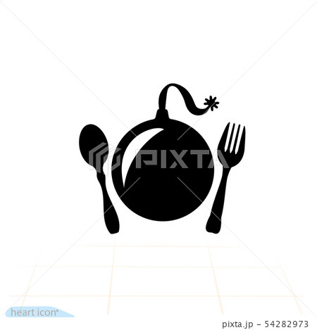 Explosive food bomb. fork and spoon icon. Vector 54282973