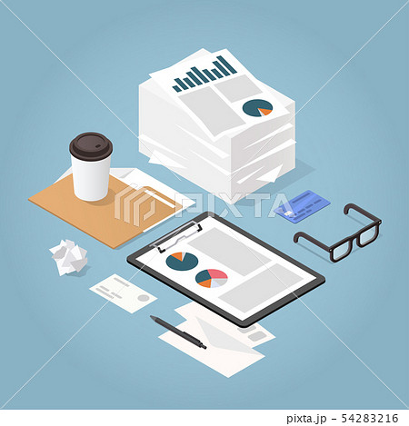 Isometric Paper Work Concept Illustration Isometric Paper Work Concept Illustration 54283216