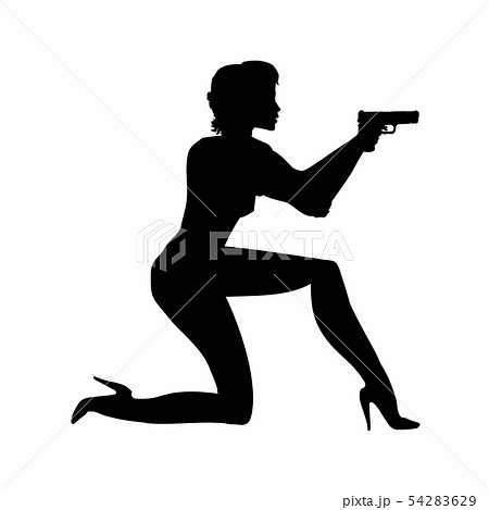 Silhouette girl in an action movie film 54283629