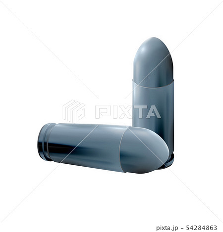 Two 3d metal or silver pistol cartridges 54284863