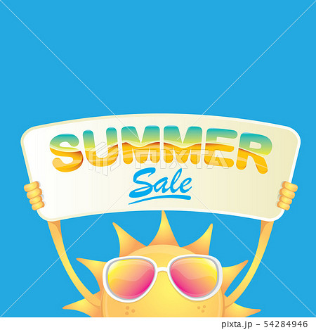 vector summer happy sun holding sale offer sign 54284946