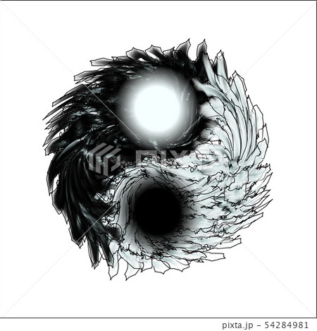 Yin and Yang. Feathery mandala isolation. Yin and Yang. Feathery mandala isolation. 54284981