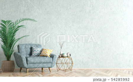 Interior with armchair and coffee table 3d Interior with armchair and coffee table 3d 54285992