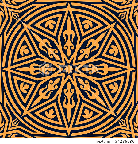 Arabic floral pattern of orange geometric ornament 54286636