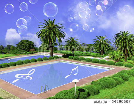 青空 プール　夏　音符 54290607