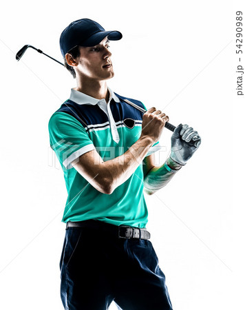 Man Golf golfer golfing isolated white background 54290989
