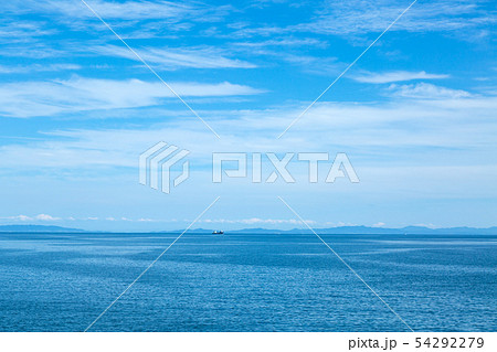 青空 海 水平線の写真素材