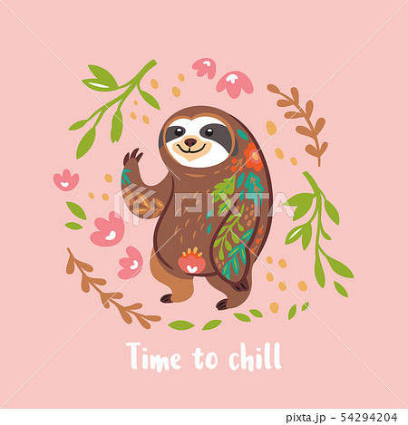 Time to chill. Cute vector sloth bear animal character. Vector illustration Time to chill. Cute vector sloth bear animal character. Vector illustration 54294204